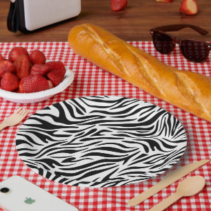Platos de papel con tema de cebra para fiestas