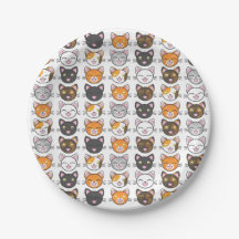 Platos de papel con temas de gato para gatos