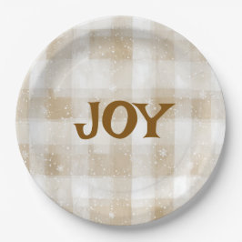 Platos de papel con texto elegante de Feliz Navida