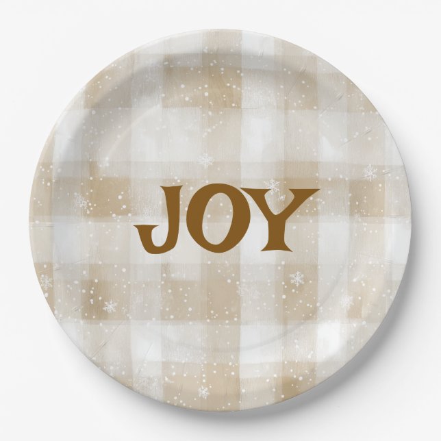 Platos de papel con texto elegante de Feliz Navida (Anverso)