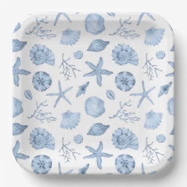 Platos de Papel Conchas, Suministros para Fiestas 