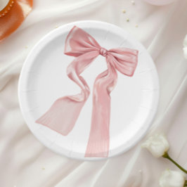 Platos de papel Coquette con lazo rosa elegante
