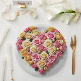 Platos de papel Corazón de Rosa 9"