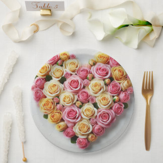 Platos de papel Corazón de Rosa 9"