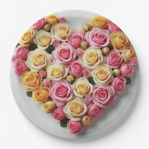Platos de papel Corazón de Rosa 9"
