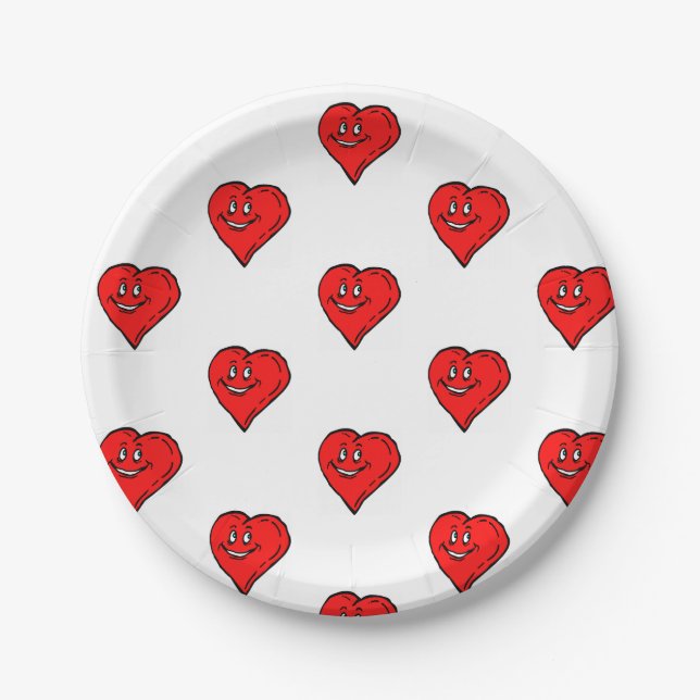 Platos de papel Corazones rojos Amor  (Anverso)