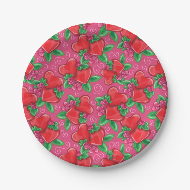 Platos de papel Corazones y Amor (Anverso)