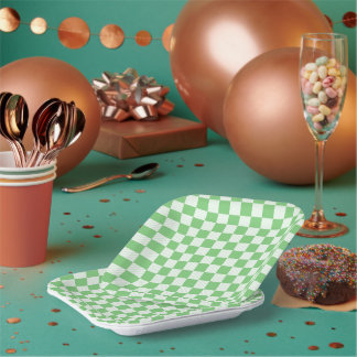 Platos de papel cuadrados a cuadros de 7"