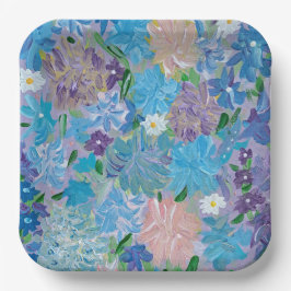 Platos de Papel Cuadrados de 9" Blue Haze Floral