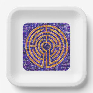 Platos de Papel Cuadrados de 9" LABERINTO MOSAICO