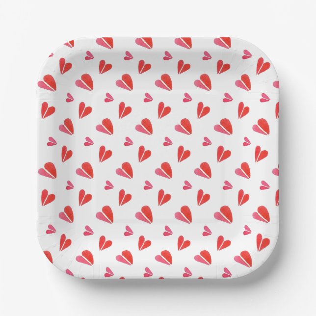 PLATOS DE PAPEL CUADRADOS MINI HEARTS 7" (Anverso)