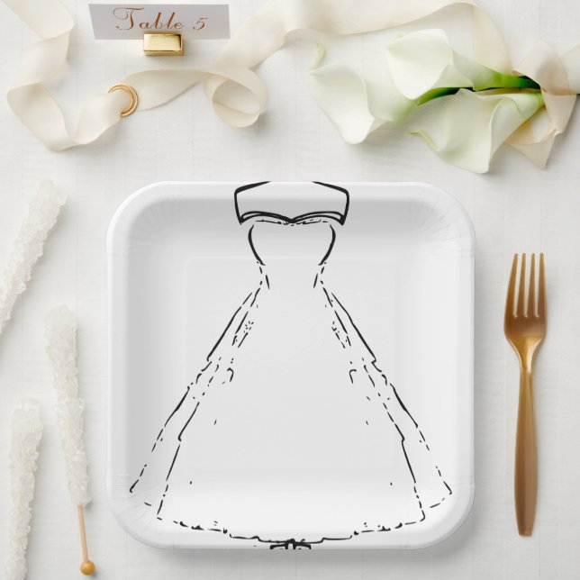 Platos de Papel Cuadrados para Traje de Boda Tradi (Boda)