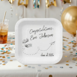 Platos de papel cuadrados personalizados para grad