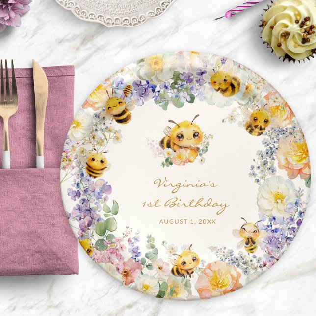 Platos de Papel Cumpleaños Abeja (Bee Birthday Paper Plates
)