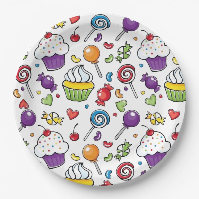 Platos de Papel - Cupcake Dulce (Anverso)