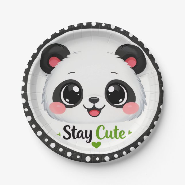 Platos de Papel Cute Panda “Stay Cute” (Anverso)