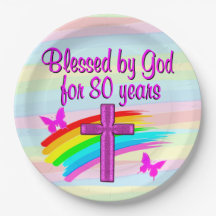 PLATOS DE PAPEL DE 80 CUMPLEAÑOS DE CRISTIANO boni