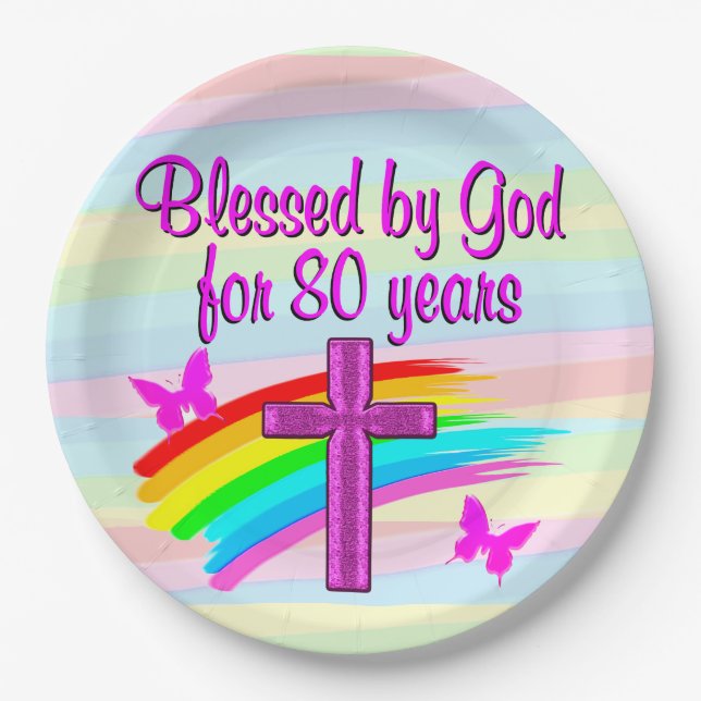 PLATOS DE PAPEL DE 80 CUMPLEAÑOS DE CRISTIANO boni (Anverso)