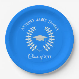 Platos de papel de 9" con gorra de graduación y ho