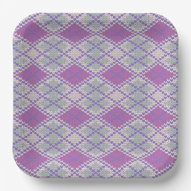 PLATOS DE PAPEL DE 9" CUADRADOS DE PUNTO ARGYLE LI (Anverso)