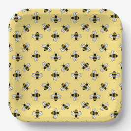Platos de papel de abeja, fiesta de abeja melífera