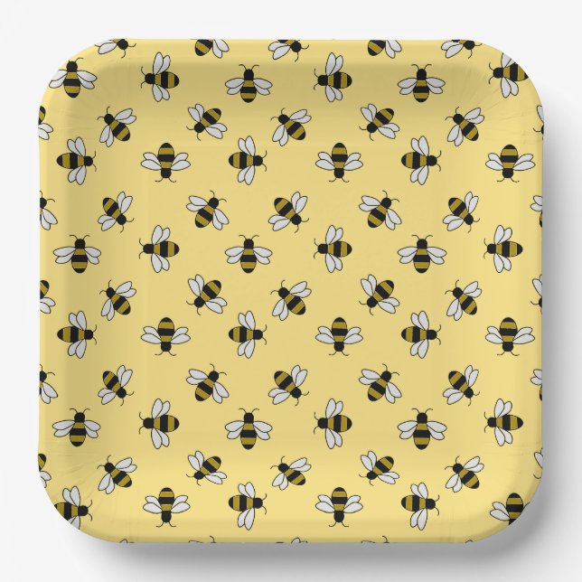 Platos de papel de abeja, fiesta de abeja melífera (Anverso)