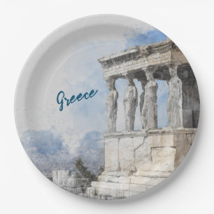 Platos de papel de acuarela de ruinas de Atenas Gr