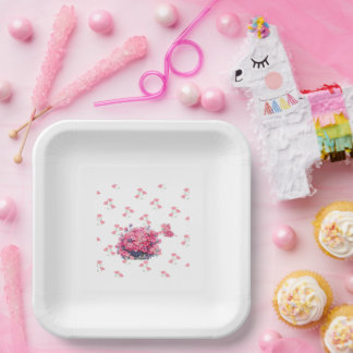 Platos de papel de acuarela floral rosa elegante