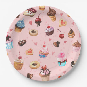 Platos de papel de acuarela Whimsical Summer Sweet