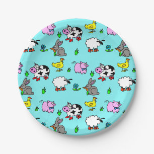 Platos de papel de animales de granja