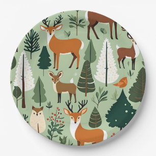 platos de papel de animales de navidad