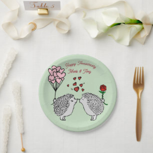 Platos de papel de aniversario de erizo