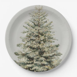 Platos de Papel de Árbol de Navidad Elegante Brill