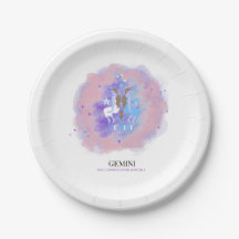 Platos de papel de astrología de acuarela - Gémini