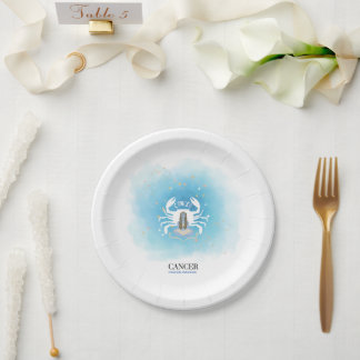 Platos de papel de astrología en acuarela - Cáncer