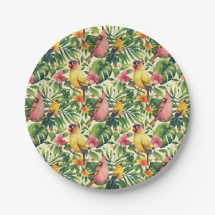 Platos de Papel de Aves y Mariposas Tropicales Fie
