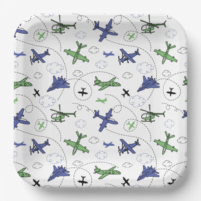 Platos de papel de avión, suministros para fiestas (Anverso)