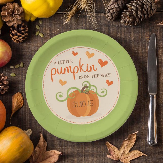 Platos de papel de Baby Shower de calabaza (Subido por el creador)