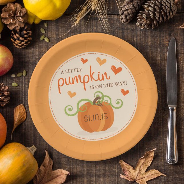 Platos de papel de Baby Shower de calabaza (Subido por el creador)