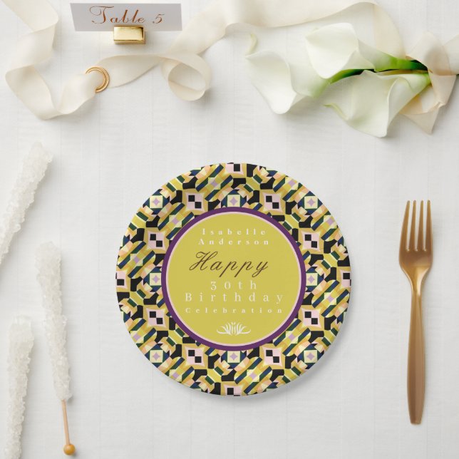 Platos de papel de baldosas geométricas (Boda)
