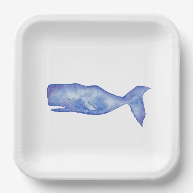 Platos de papel de ballena acuarela (Anverso)