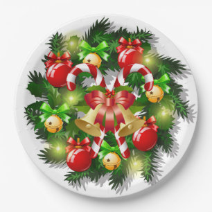 Platos de Papel de Bastones de Caramelo de Navidad