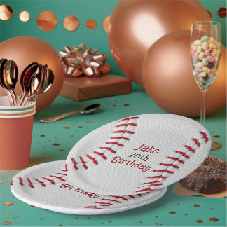 Platos de Papel de Béisbol Personalizados con Nomb