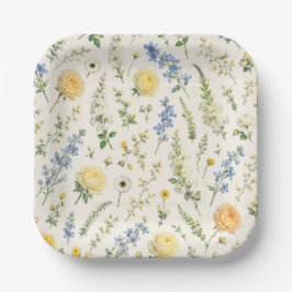 Platos de papel de botánica de primavera
