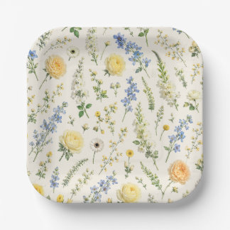 Platos de papel de botánica de primavera