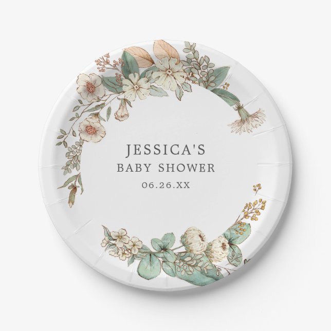 Platos de papel de botánica vintage (Anverso)