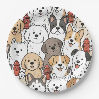 Platos de papel de cachorro de perro y boca de inc