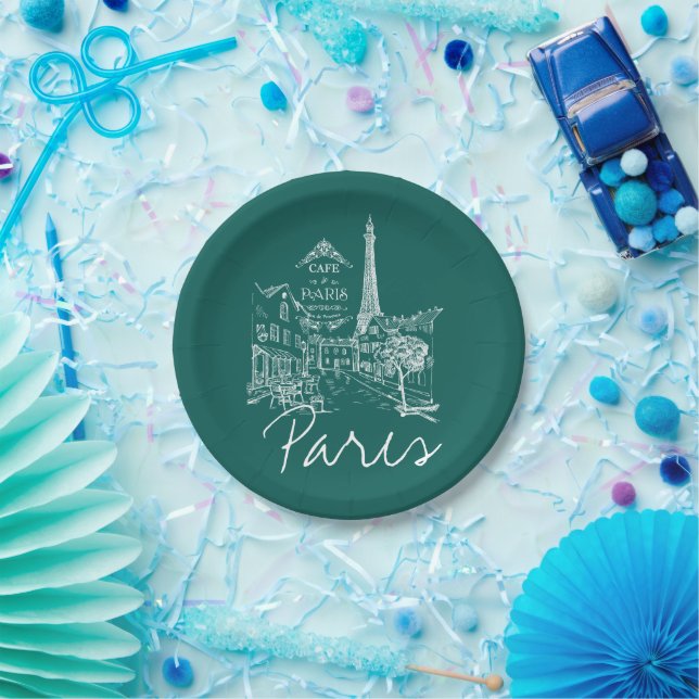 Platos de papel de café de París (Fiesta)