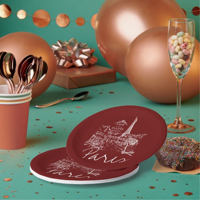 platos de papel de café de París (Multi)