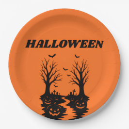 Platos de papel de calabaza de Halloween espeluzna